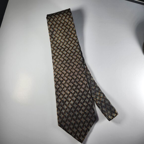 Oscar De La Renta Men's Necktie 100% Silk Made in USA Geometric Tie - Picture 2 of 9